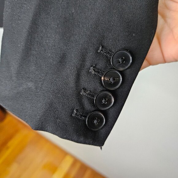 SANDRO Paris Wool Men's Blazer Jacket Sz S Black Single Breast Designer - Picture 4 of 10